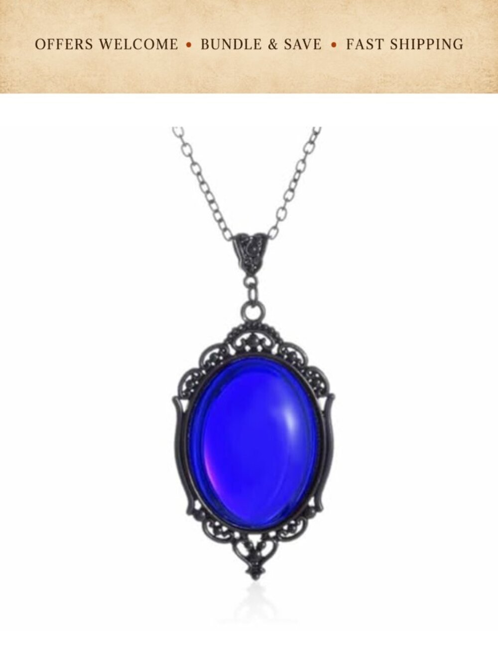 Gothic Oval Cameo Pendant Necklace Crisscross Chain Lobster Clasp
